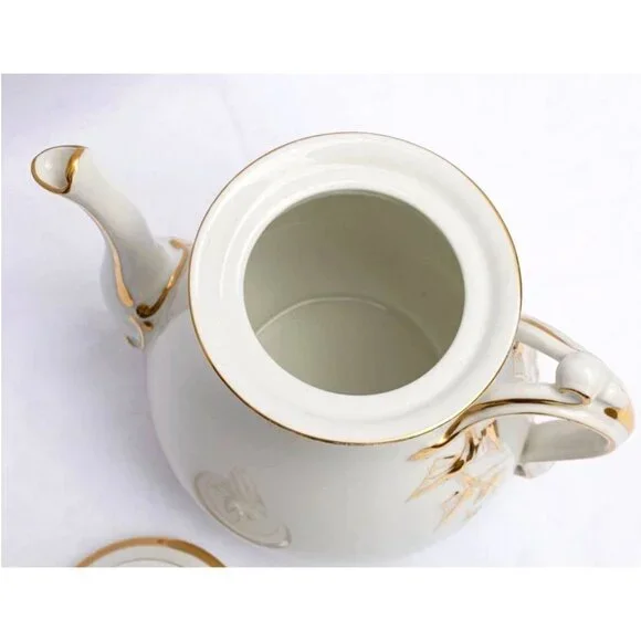 French H & C Haviland Limoges Teapot With Gold Accents